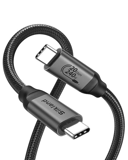 Silkland USB C Monitor Display Cable 4FT [4K@144Hz/60Hz 8K@30Hz], USB C 3.2 Gen 2x2 Video Cable, 20Gbps Data Transfer, 240W PD Fast Charge, Type C Compatible for iPhone 17, MacBook Pro, iPad