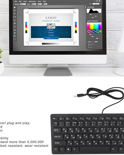 SENECESLI 78 Key Ultra Slim Language Keyboard, Russian Arabic English Bilingual Keyboard, Wireless Bluetooth, Travel Portable for Tablets Laptops Phones (Russian)
