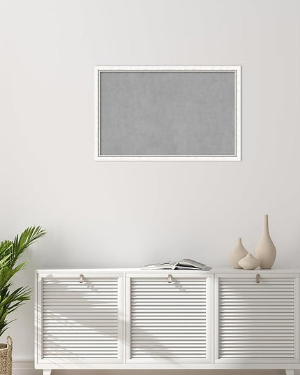 Amanti Art White Framed Magnetic Board 22x34 Large Vision Board for use with Magnets, 100% Metal Sheet to Display Items as Office Decor or for Home Organization in mudroom, Kitchen or Kids Room
