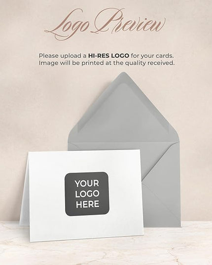 Personalized Logo Stationery, Your Brand, Your Style, Customized Business Cards Business Correspondence, Professional Note Cards & Envelopes, 4.25 x 5.5 or 5x7 inches Card Set - Your Logo FOLDED Cards