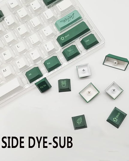 61-Key PBT Cherry Profile Keycaps 60 Percent Dye-sub with 6.25U Space Bar for Cherry MX Switch for 60% Mechanical Gaming Keyboard, Only Keycaps (72-Key Botanical)
