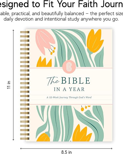 Official Spiral Bible® The Bible in a Year | 52 Week Guided Bible Study & Daily Reading Plan | Spiritual Companion & Journal for Adults & Teens | 8.5" x 11" Notebook