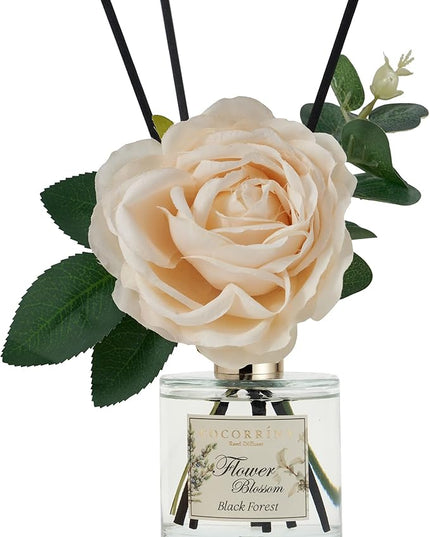 Cocorrina Reed Diffuser Set, Flower Reed Diffuser Black Forest 6.7 oz, Scented Diffuser with Sticks Home Fragrance Essential Oil for Bathroom Shelf Decor, Living Room, Large Room, 1pack