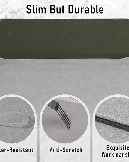 Allinside 13 Inch Laptop Sleeve Case for MacBook Air 13 2018-2025/MacBook Pro 13 2016-2022/Macbook Pro 14 2021-2024, Waterproof Matte PU Leather Horizontal Envelope Protective Case Cover, Gray