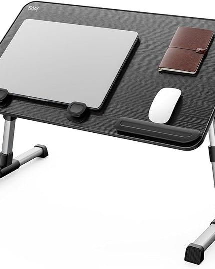 SAIJI Laptop Bed Tray Table, Adjustable Home Office Standing Desk Portable Lightweight Foldable Lap Desk for Sofa Couch Floor Working Studying Reading Writing Eating,Fit Up to 17" Laptop(Large，Black)