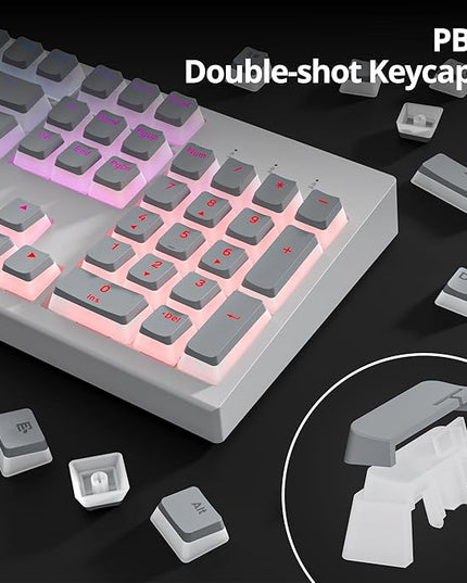 Guffercty kred 117-Key Grey Pudding Keycaps, OEM Profile PBT Anti-Wear Translucent Backlight fits Mechanical Keyboard(Grey Pudding)