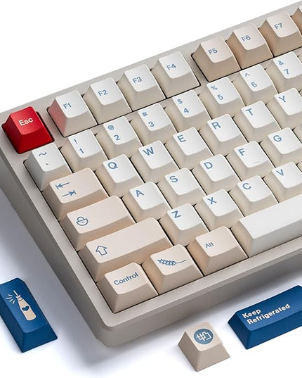 XVX Soy Milk PBT Keycaps 75 Percent, Premiun Creamy Keycap Sets, 147 Keys Cherry Profile Keyboard Keycaps Compatible with 65% 75% 96% 100% Cherry Gateron MX Switches Mechanical Keyboard