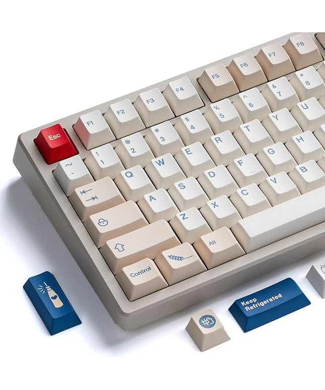XVX Soy Milk PBT Keycaps 75 Percent, Premiun Creamy Keycap Sets, 147 Keys Cherry Profile Keyboard Keycaps Compatible with 65% 75% 96% 100% Cherry Gateron MX Switches Mechanical Keyboard