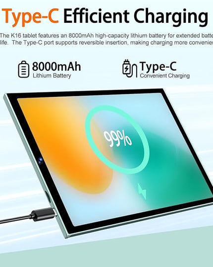 SKYEGG 2025 Android 15 Tablet 10.1 Inch Tablets, 30GB RAM 128GB ROM 1TB Expand, 8000mAh Battery, BT5.0, 2.4/5G Wi-Fi 6, Metal Body with Keyboard & Mouse, Gemini AI, Widevine L1 HD IPS Display - Green