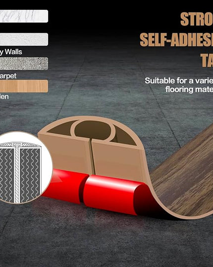 Floor Cord Cover Self Adhesive Cord Hider,20FT Cable Management, Extension Strip Protector for Wires, Prevent Cable Trips for Offices, Gyms, Exhibitions Cavity:0.39"(W) x 0.27"(H) Wood Walnut