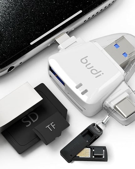 SD Card Reader for iPhone, 6-in-1 Micro SD TF Memory Card Reader Trail Camera Viewerport Adapter,Compatible with ipad/Android/Mac/Computer/Camera(White)