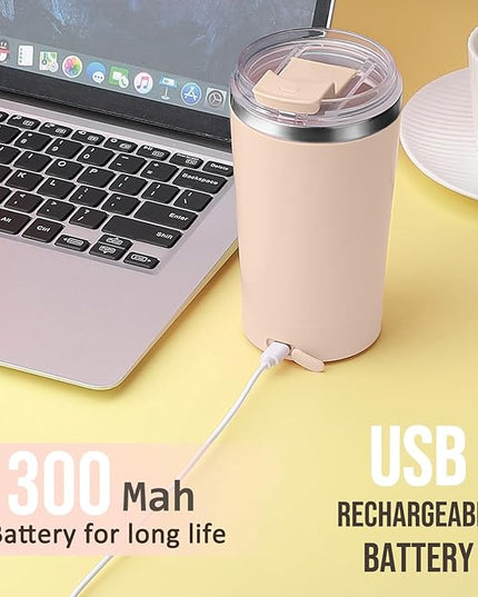 hatisan Self Stirring Coffee Mug With Lid Electric High Speed Self Stirring Mug 400ml Rechargeable Detachable Stainless Steel Self Stirring Cup for Coffee, Milk, Cocoa Christmas Gift(Apricot)