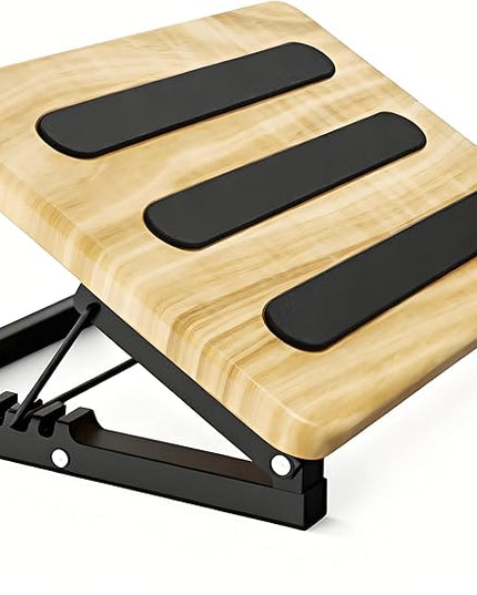 Ergonomic Foot Rest to Improve Posture-Adjustable Under Desk Foot Stool with 7 Angle Settings,Non-Slip Wooden Surface & Sturdy Metal Frame,Ideal for All-Day Comfort at Office or Home