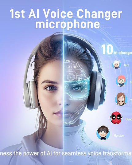 MAONO Wireless Microphone for PC, Condenser USB Mic with Software AI Voice Change,3-Level Noise Cancellation,Custom EQ, RGB Gaming Streaming Mic for Podcast PS5 PS4 Twitch YouTube (DM40 Pro-White)