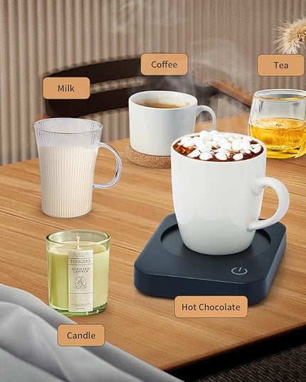 AnbanglinCoffee Mug Warmer, Smart Cup Warmer for Desk, 3 Temperature Control & Auto Shut Off, Electric Cup Warmer for Heating Candle,Milk,Tea,Beverage (Dark Blue-No Cup)