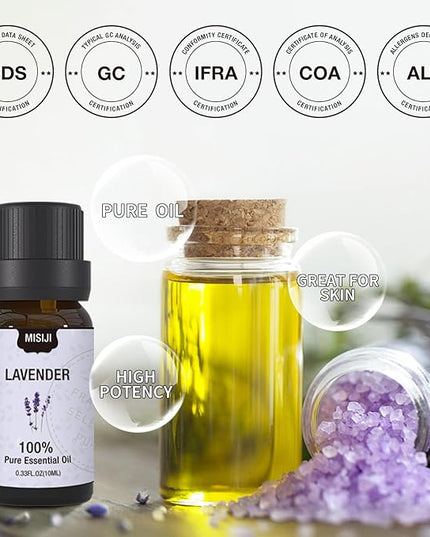MISIJI Essential Oils Set- Essential Oils for Diffuser for Home,Diffuser Oils Scents for Aromatherapy,Laundry,Candle&Soap Making,Humidifiers 6 X 10 ML