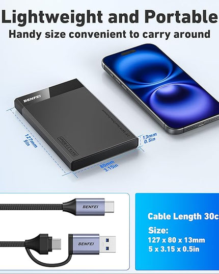 BENFEI 2.5 Inch SATA to USB Tool Free External Hard Drive Enclosure (6Gbps, Optimized for SSD, Support UASP SATA III)