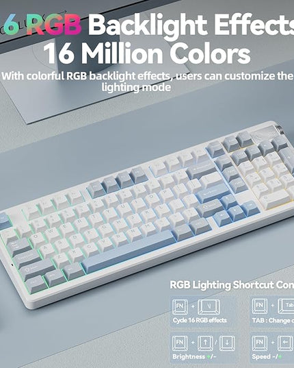 LEOBOG A98 - 96% Mechanical Keyboard Wireless Tri-Mode BT5.0/2.4GHz/USB-C, Creamy Keyboard with Number Pad, Gasket Structure, Hot Swappable, RGB Backlit Gaming Keyboard with Knob for PC/Mac/Windows