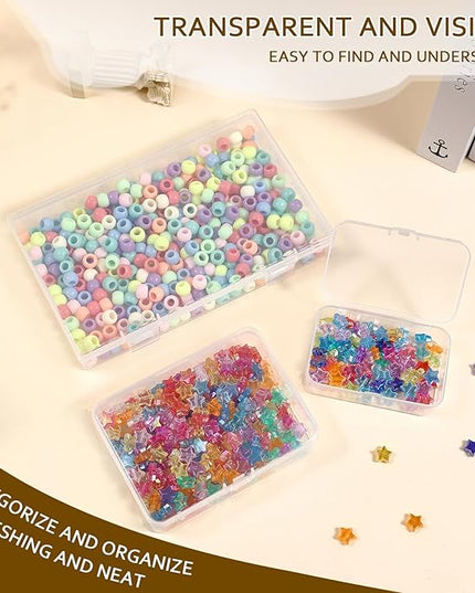 Clear Plastic Storage Containers, Mini Rectangular Organizer Boxes with Hinged Lids, 36 Pack Mixed Sizes, for Beads, Jewelry, Art Craft