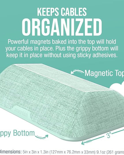 Smartish® Magnetic Cord Holder - Bigger Cable Wrangler Stocking Stuffer Organizer with Magnet Clips for Charger Management on Desktop, Nightstand - Holds 6+ Cables - Teal Me More