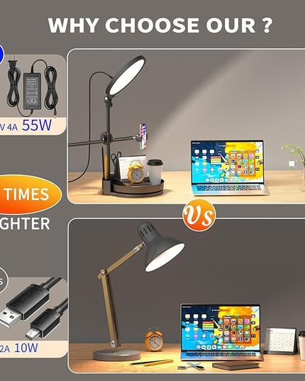 Selfie Light Kit for Desk and Laptop,55W Dimmable Full Screen Ring Light,with Rotating Storage Box,Pen Holder Stand,Phone Holder and Controller (red, 10.5)