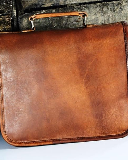 URBAN DEZIRE Men's Genuine Leather Small Briefcase Messenger Satchel Ipad Tab Tablet Bag 11 compatible with Apple product