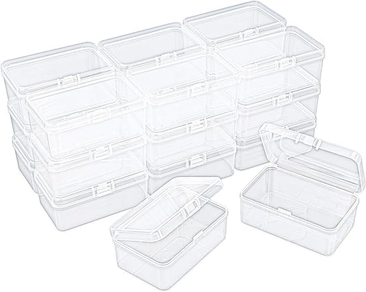 20 Pack Rectangular Clear Plastic Storage Containers Box with Hinged Lid for Beads and Other Small Craft Items (3.35 x 2.17 x 1.38 inch)