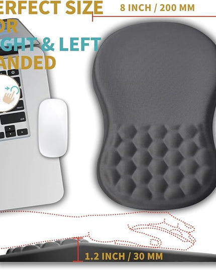 Hokafenle Ergonomic Mouse Pad Wrist Support with Massage Design, Wrist Rest Pain Relief Mousepad with Memory Foam&Non-Slip PU Base, Mouse Pads for Wireless Mouse & Desk (12x8 inch,Light Grey)