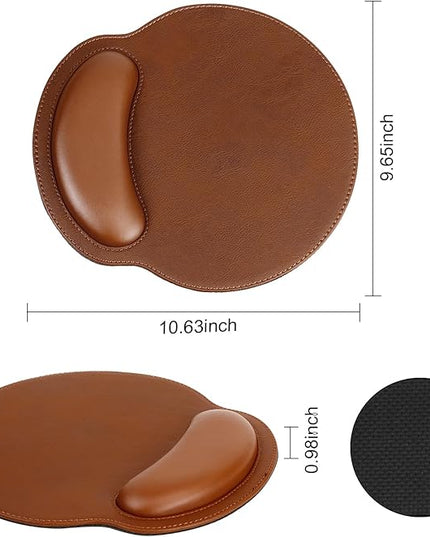 RICHEN Ergonomic PU Leather Keyboard Wrist Rest and Mouse Pad with Wrist Support, Memory Foam Set for Computer/Laptop,Gaming and Office, Comfortable for Easy Typing & Pain Relief (PU Brown)