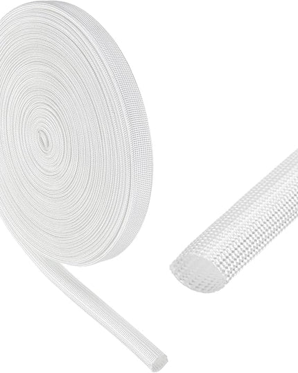 uxcell Insulation Cable Protector,9mm/0.35 Inch-10m/33 Feet High Temp Fiberglass Sleeve White