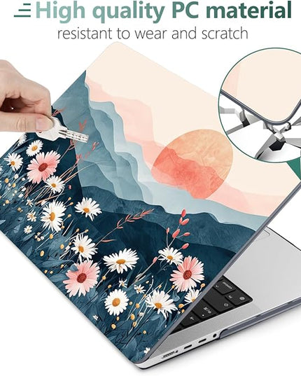 DONGKE Case for M5 MacBook Pro 14 inch 2025 2024-2021 M4 M3 M2 M1, Plastic Hard Shell Cover Compatible with A3434 A3112 A3401 A3185 A2992 A2779 A2442, Retina XDR Display & Touch ID, Sun & Daisies