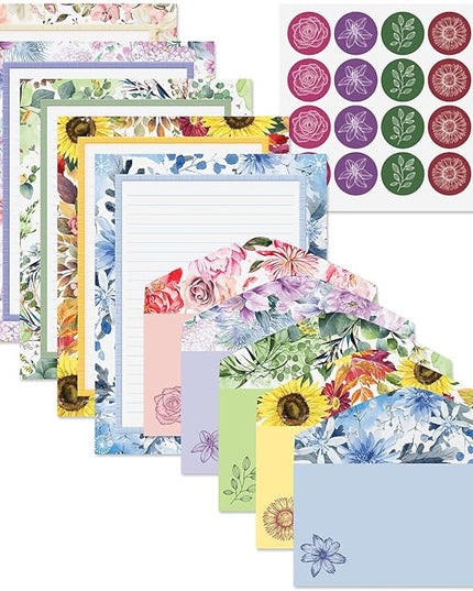 Current Floral Letter Paper - Spring Stationery Papers With Decorative Flower Assortment Border, Printable Holiday, Wedding & Bridal Shower, & Invitation Sheets, Set of 25, 8 1/2" x 11"