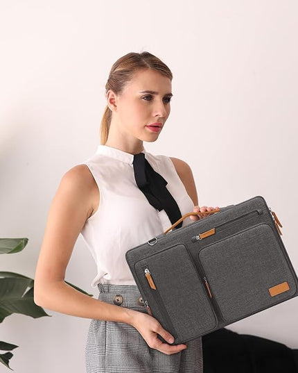 MOSISO 360 Protective Laptop Shoulder Bag,15-15.6 inch Computer Bags Compatible with MacBook Pro 16 inch, HP, Dell, Lenovo, Asus Notebook,Side Open Messenger Bag with 4 Zipper Pockets, Taupe Gray