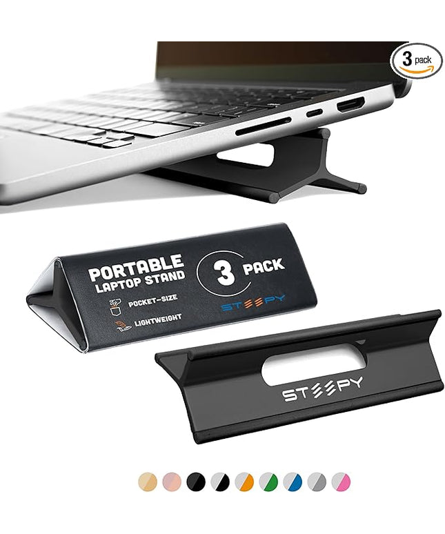 Steepy Portable Laptop Stand for Desk – Adjustable Height, & Portable Laptop Holder – Ergonomic Computer Stand for Cooling & Comfort – Slip-Proof, Sturdy Design – Universal Fit for 13-17 Inch Devices