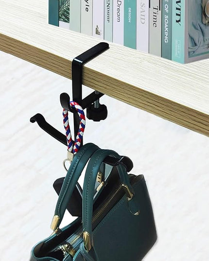 KISOY Purse Hook for Table Handbag Hangers Purse Hanger for Desk Bag Hooks for Tables can Hook Bag Purse Heavy Duty Foldable Purse Holder for Table Floding (FT Type Hook)