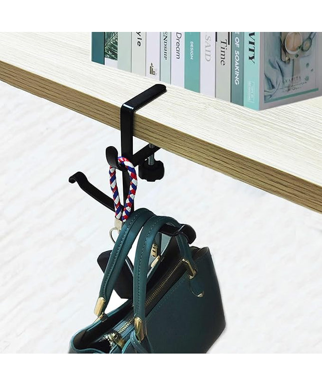 KISOY Purse Hook for Table Handbag Hangers Purse Hanger for Desk Bag Hooks for Tables can Hook Bag Purse Heavy Duty Foldable Purse Holder for Table Floding (FT Type Hook)