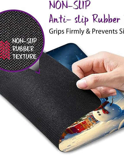 Chrismas Mouse Pad Winter Scenery Square Mousepad Desk Mat with Non Slip Rubber Base, Stitched Edge Mouse Mat Desk Pad for Work Game Office, 9.5x8 Inches