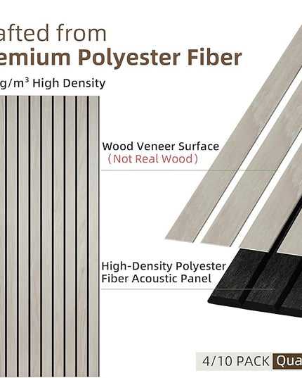 TO-TH Wood-Look Acoustic Wall Panels, 10 Pack 47.2” x 23.6” Sound Panels, Decorative Wood Panels for Wall Sound Dampening Panels for Home, Office, Basement, Natural Oak with Mitered Edges