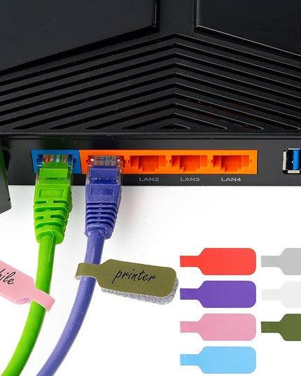 35 PCS Cable Cord Labels Large Size, Cord Labels Reusable Cable Label Tags Writable Wire Tags Label Multicolored Handwriting Cables Tag for Organizing Wires and Identification Electronics Computers
