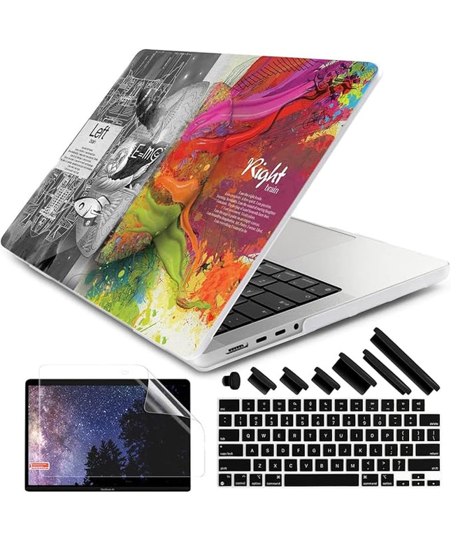 DONGKE Case for M5 MacBook Pro 14 inch 2025 2024-2021 M4 M3 M2 M1, Plastic Hard Shell Cover Compatible with A3434 A3112 A3401 A3185 A2992 A2779 A2442, Retina XDR Display & Touch ID, Right & Left Brain