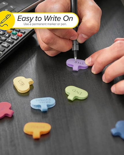 Wrap-It Storage Cable Labels - Oval, Macaron (36 Pack) - Write On Cord Labeler Wire Label Tags