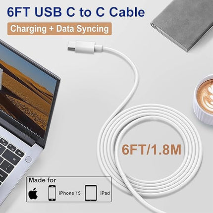 iPhone 15 Charger,iPhone 15 Charger Fast Charging,20W Type C USBC ChargerBlock 6FT USB C to USB C Cable Cord Compatible iPhone 16 Pro Max/15 Plus,iPad Pro 12.9/13/11-inch, iPad mini 6, iPad Air 4/5