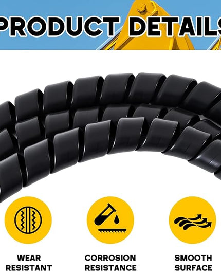 Innconee 1 Pcs Spiral Wrap Cable Protector, Safe 1.25" Od x 40' Pre Cut Lengths Hydraulic Hose Protector Wrap to Avoid Wear and Extend Life for Hydraulic Pneumatic Hoses(Black)