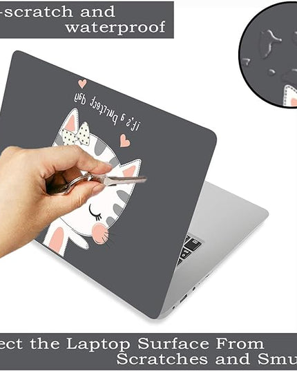 Laptop Skin Sticker Decal,12" 13" 13.3" 14" 15" 15.4" 15.6 inch Laptop Vinyl Skin Sticker Cover Art Protector Notebook PC (2 Wrist Pad Skins Included), Decorative Waterproof Removable, Cute Cat