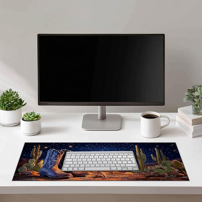 Large Mouse Pad Gaming Mousepad 31.5 x 11.8 Inch Keyboard Desktop Mat Diatomite XL Mouse Pad for Home and Office Desk Accessories with Western Desert Boots Night Sky Artwork Diatomite