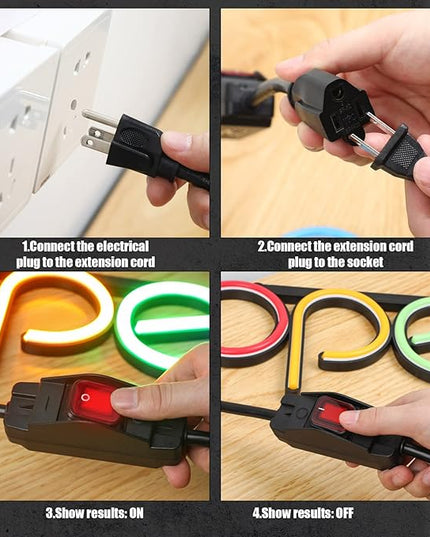 Weewooday 1.3ft Extension Cord with Switch, 3 Prong Weather Proof Extension Cord with on Off Switch, Heavy Duty 15a 125v 1875w Grounded Outlets Plugs for Indoor/Outdoor Electrical Appliances