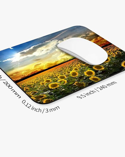 Square Mouse Pad Sunflower, Personalized Premium-Textured Custom Mouse Mat Design, Washable Mousepad Cloth, Non-Slip Rubber Base Computer Mouse Pads for Wireless Mouse