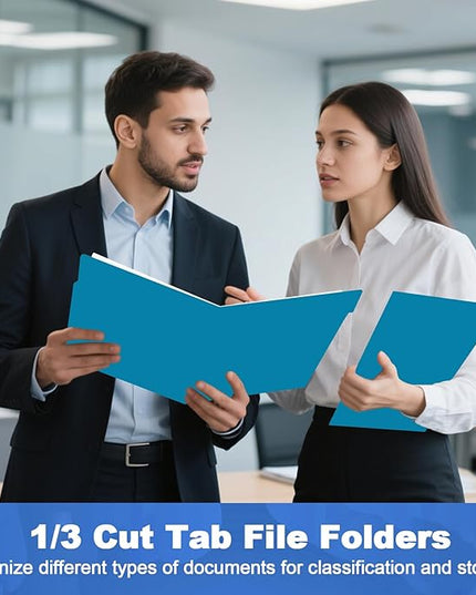 File Folder, HERKKA 30 Pack 1/3 Cut Tab File Folders, File Folders Great for Organizing and Filing, Letter Size, Blue