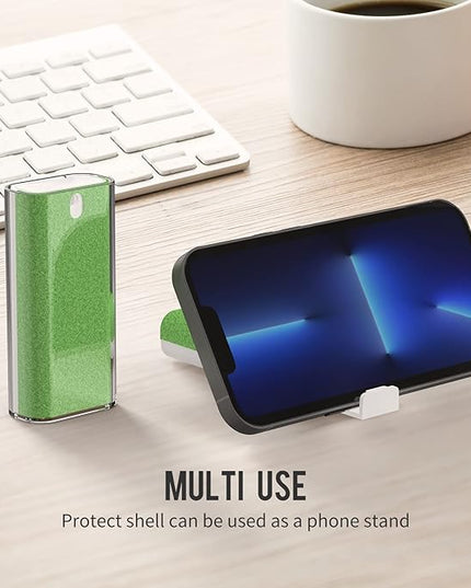 CLICK CLEAN Touchscreen Mist Cleaner, Screen Cleaner, All in One Screen Cleaner Spray with Microfiber and Phone Stand for All Phones, Laptop and Tablet Screens (Green)