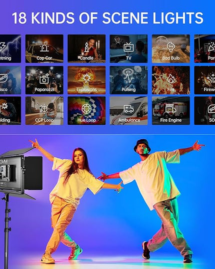 GVM 1500D RGB LED Video Light, 75W Video Lighting Kit with Bluetooth Control, 3 Packs Led Panel Light for Photography, YouTube Studio, Video Shooting, Broadcasting, Conference, 1128 Led Beads